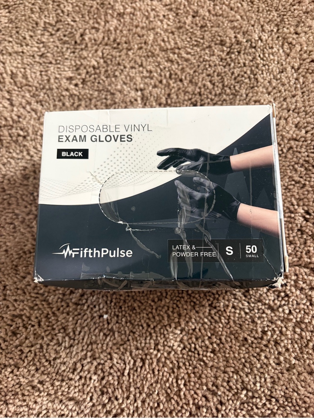 Black Disposable Vinyl Exam Gloves - Small, 50 Pack